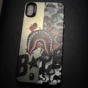 Bape Shark Camo Phone Case - Black and Silver
